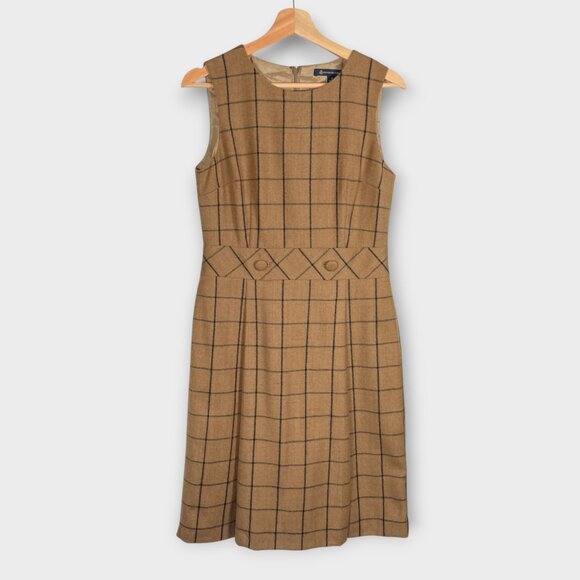 BROOKS BROTHERS Wool Dress 4 Lined Back Zip Camel Office Careercore Preppy EUC - Picture 1 of 9